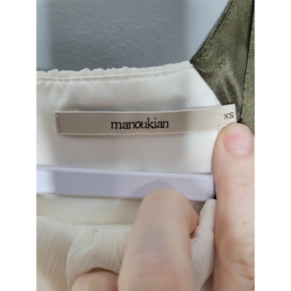 MANOUKIAN Empire Waist Maxi Dress Ivory/Olive Cocktail Strappy Back Zip Size XS - Picture 3 of 5